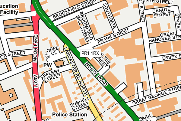 PR1 1RX map - OS OpenMap – Local (Ordnance Survey) PR1 1RX map - OS OpenMap – Local (Ordnance Survey)