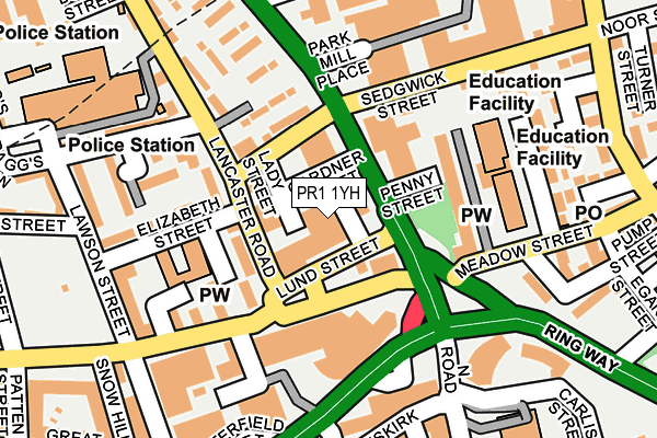 PR1 1YH map - OS OpenMap – Local (Ordnance Survey) PR1 1YH map - OS OpenMap – Local (Ordnance Survey)