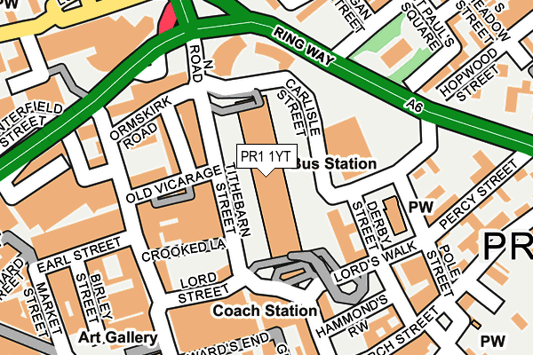 PR1 1YT map - OS OpenMap – Local (Ordnance Survey) PR1 1YT map - OS OpenMap – Local (Ordnance Survey)