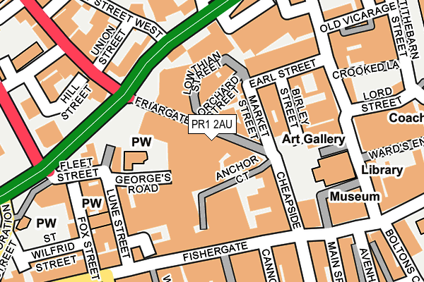 PR1 2AU map - OS OpenMap – Local (Ordnance Survey) PR1 2AU map - OS OpenMap – Local (Ordnance Survey)