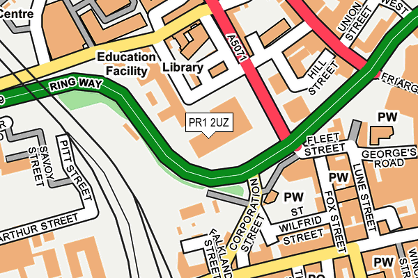 PR1 2UZ map - OS OpenMap – Local (Ordnance Survey) PR1 2UZ map - OS OpenMap – Local (Ordnance Survey)