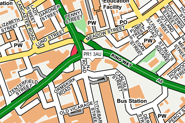 PR1 3AU map - OS OpenMap – Local (Ordnance Survey) PR1 3AU map - OS OpenMap – Local (Ordnance Survey)
