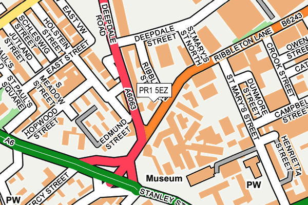 PR1 5EZ map - OS OpenMap – Local (Ordnance Survey)
