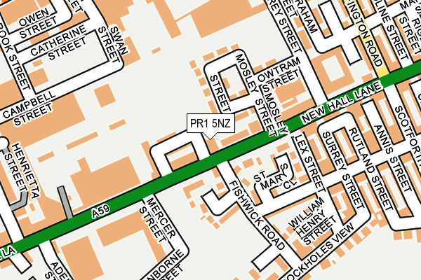 PR1 5NZ map - OS OpenMap – Local (Ordnance Survey) PR1 5NZ map - OS OpenMap – Local (Ordnance Survey)