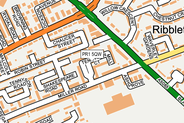 PR1 5QW map - OS OpenMap – Local (Ordnance Survey) PR1 5QW map - OS OpenMap – Local (Ordnance Survey)