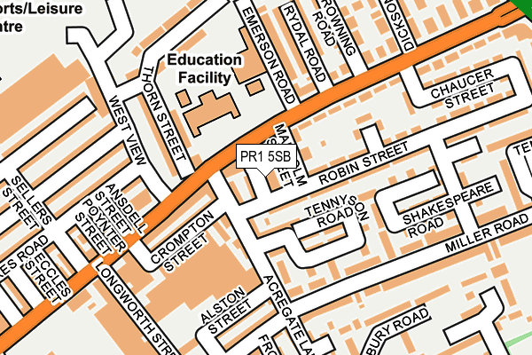 PR1 5SB map - OS OpenMap – Local (Ordnance Survey) PR1 5SB map - OS OpenMap – Local (Ordnance Survey)