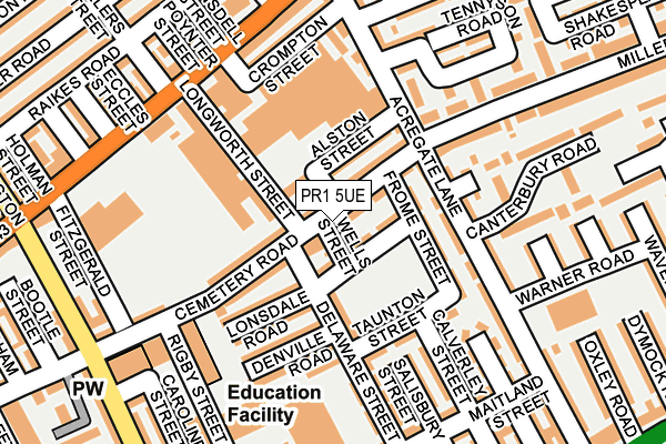 PR1 5UE map - OS OpenMap – Local (Ordnance Survey) PR1 5UE map - OS OpenMap – Local (Ordnance Survey)