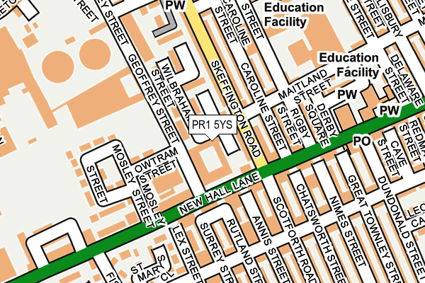 PR1 5YS map - OS OpenMap – Local (Ordnance Survey) PR1 5YS map - OS OpenMap – Local (Ordnance Survey)