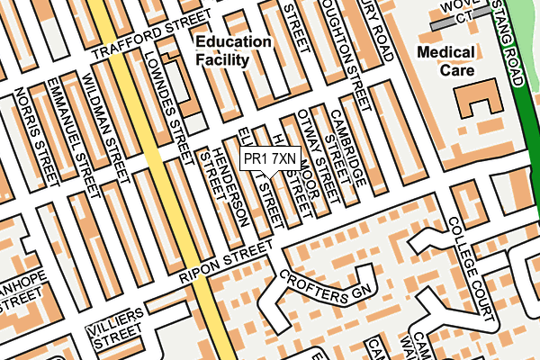 PR1 7XN map - OS OpenMap – Local (Ordnance Survey) PR1 7XN map - OS OpenMap – Local (Ordnance Survey)