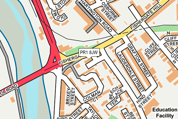 PR1 8JW map - OS OpenMap – Local (Ordnance Survey) PR1 8JW map - OS OpenMap – Local (Ordnance Survey)