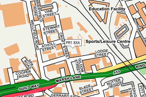 PR1 8XA map - OS OpenMap – Local (Ordnance Survey) PR1 8XA map - OS OpenMap – Local (Ordnance Survey)
