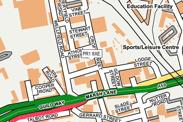 PR1 8XE map - OS OpenMap – Local (Ordnance Survey) PR1 8XE map - OS OpenMap – Local (Ordnance Survey)