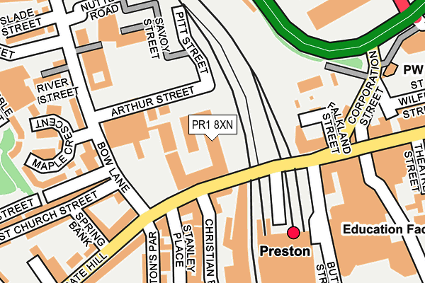 PR1 8XN map - OS OpenMap – Local (Ordnance Survey) PR1 8XN map - OS OpenMap – Local (Ordnance Survey)
