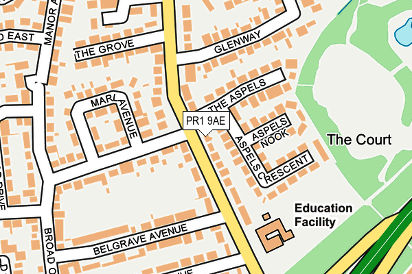 PR1 9AE map - OS OpenMap – Local (Ordnance Survey) PR1 9AE map - OS OpenMap – Local (Ordnance Survey)
