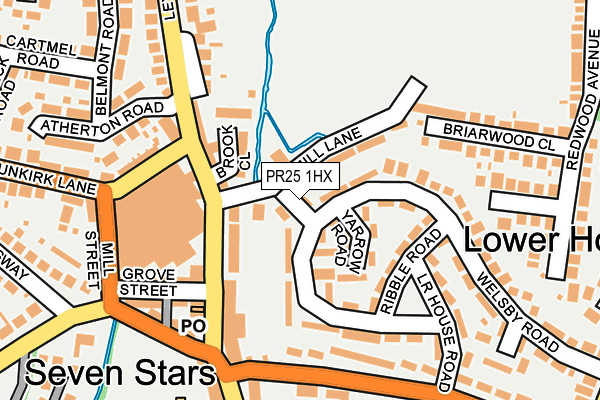 PR25 1HX map - OS OpenMap – Local (Ordnance Survey) PR25 1HX map - OS OpenMap – Local (Ordnance Survey)
