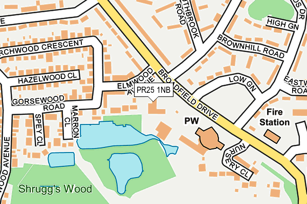 PR25 1NB map - OS OpenMap – Local (Ordnance Survey) PR25 1NB map - OS OpenMap – Local (Ordnance Survey)