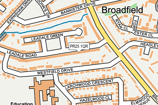 PR25 1QR map - OS OpenMap – Local (Ordnance Survey) PR25 1QR map - OS OpenMap – Local (Ordnance Survey)