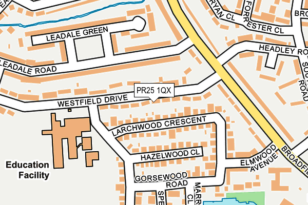PR25 1QX map - OS OpenMap – Local (Ordnance Survey) PR25 1QX map - OS OpenMap – Local (Ordnance Survey)