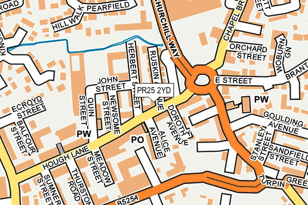 PR25 2YD map - OS OpenMap – Local (Ordnance Survey) PR25 2YD map - OS OpenMap – Local (Ordnance Survey)