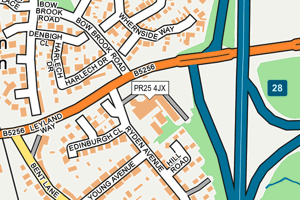 PR25 4JX map - OS OpenMap – Local (Ordnance Survey) PR25 4JX map - OS OpenMap – Local (Ordnance Survey)