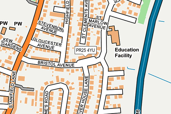 PR25 4YU map - OS OpenMap – Local (Ordnance Survey) PR25 4YU map - OS OpenMap – Local (Ordnance Survey)