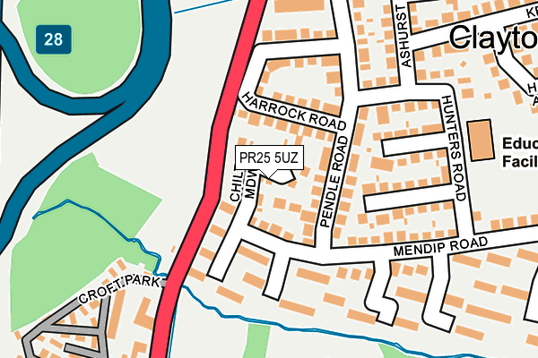 PR25 5UZ map - OS OpenMap – Local (Ordnance Survey) PR25 5UZ map - OS OpenMap – Local (Ordnance Survey)