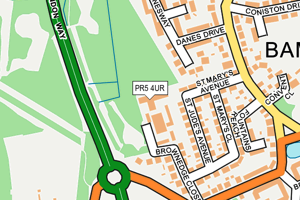 PR5 4UR map - OS OpenMap – Local (Ordnance Survey) PR5 4UR map - OS OpenMap – Local (Ordnance Survey)