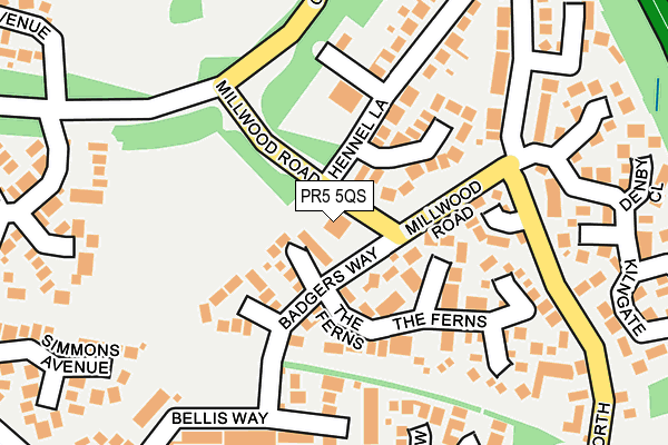 PR5 5QS map - OS OpenMap – Local (Ordnance Survey) PR5 5QS map - OS OpenMap – Local (Ordnance Survey)