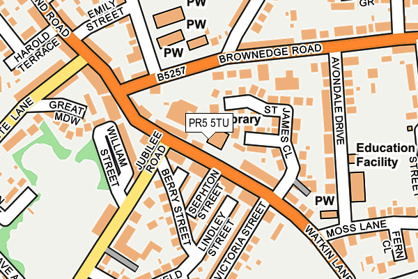 PR5 5TU map - OS OpenMap – Local (Ordnance Survey) PR5 5TU map - OS OpenMap – Local (Ordnance Survey)