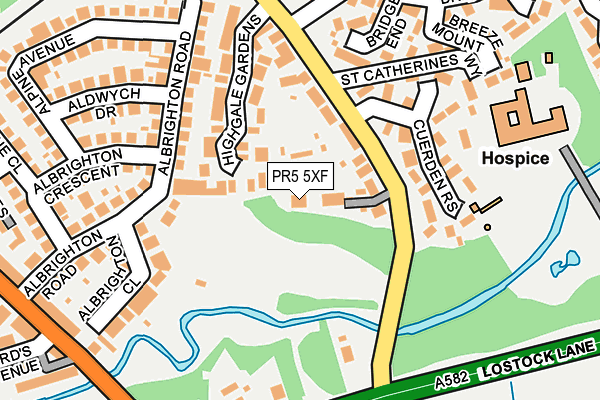 PR5 5XF map - OS OpenMap – Local (Ordnance Survey) PR5 5XF map - OS OpenMap – Local (Ordnance Survey)