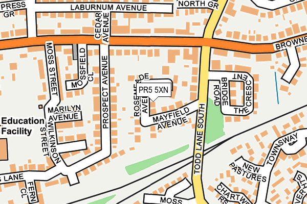 PR5 5XN map - OS OpenMap – Local (Ordnance Survey) PR5 5XN map - OS OpenMap – Local (Ordnance Survey)