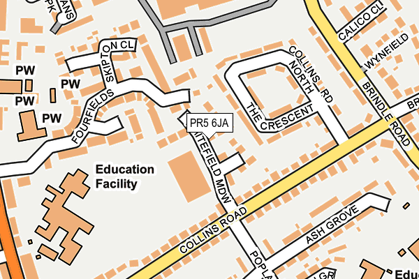 PR5 6JA map - OS OpenMap – Local (Ordnance Survey) PR5 6JA map - OS OpenMap – Local (Ordnance Survey)