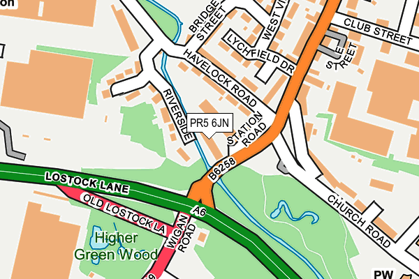 PR5 6JN map - OS OpenMap – Local (Ordnance Survey) PR5 6JN map - OS OpenMap – Local (Ordnance Survey)