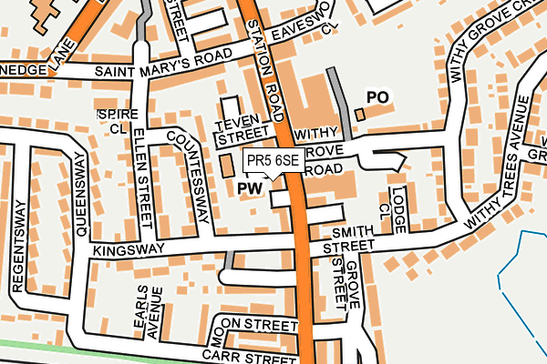 PR5 6SE map - OS OpenMap – Local (Ordnance Survey) PR5 6SE map - OS OpenMap – Local (Ordnance Survey)