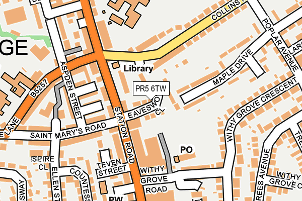 PR5 6TW map - OS OpenMap – Local (Ordnance Survey) PR5 6TW map - OS OpenMap – Local (Ordnance Survey)