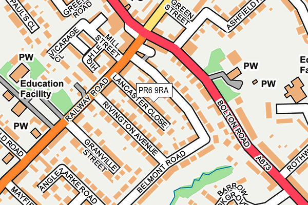 PR6 9RA map - OS OpenMap – Local (Ordnance Survey) PR6 9RA map - OS OpenMap – Local (Ordnance Survey)