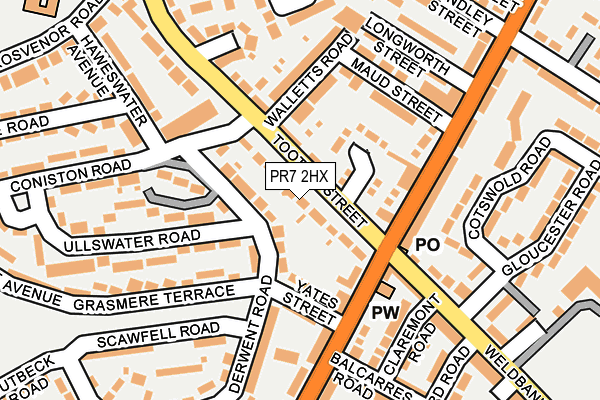 PR7 2HX map - OS OpenMap – Local (Ordnance Survey) PR7 2HX map - OS OpenMap – Local (Ordnance Survey)
