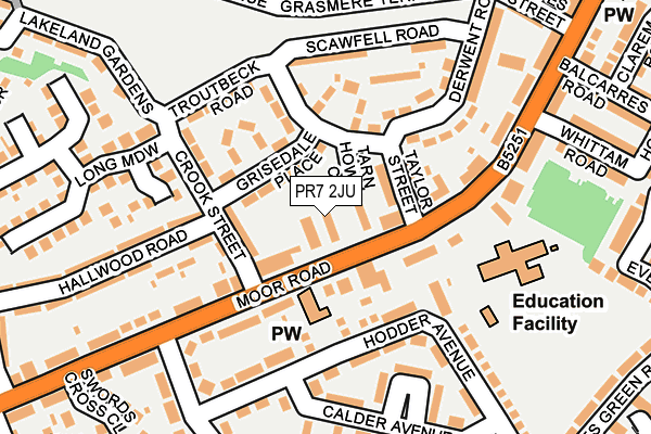 PR7 2JU map - OS OpenMap – Local (Ordnance Survey) PR7 2JU map - OS OpenMap – Local (Ordnance Survey)