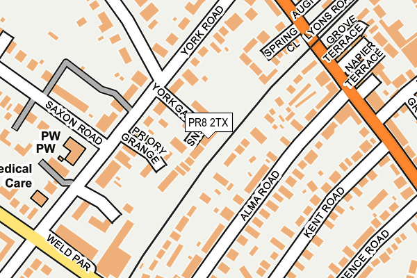 PR8 2TX map - OS OpenMap – Local (Ordnance Survey) PR8 2TX map - OS OpenMap – Local (Ordnance Survey)