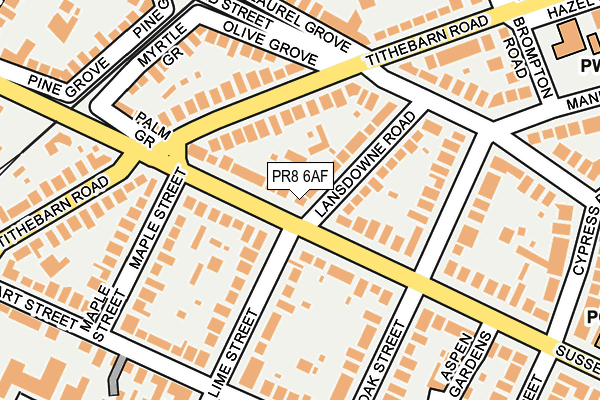 PR8 6AF map - OS OpenMap – Local (Ordnance Survey) PR8 6AF map - OS OpenMap – Local (Ordnance Survey)
