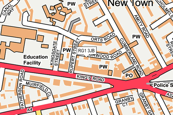 RG1 3JB map - OS OpenMap – Local (Ordnance Survey)