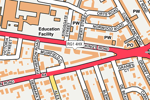 RG1 4HX map - OS OpenMap – Local (Ordnance Survey)