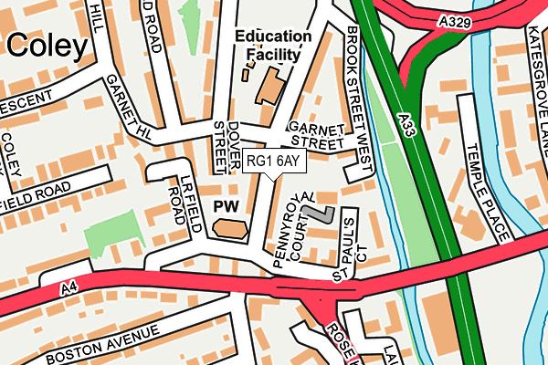 RG1 6AY map - OS OpenMap – Local (Ordnance Survey) RG1 6AY map - OS OpenMap – Local (Ordnance Survey)