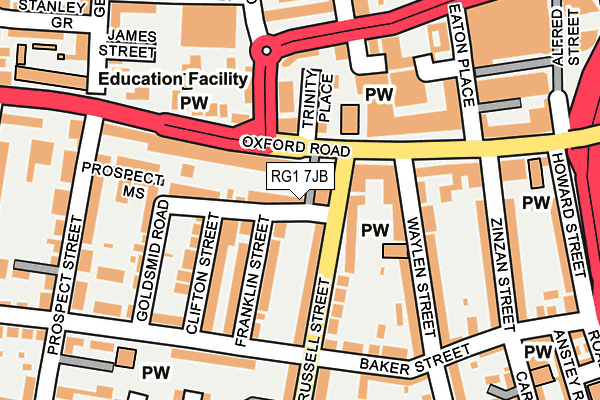 RG1 7JB map - OS OpenMap – Local (Ordnance Survey) RG1 7JB map - OS OpenMap – Local (Ordnance Survey)