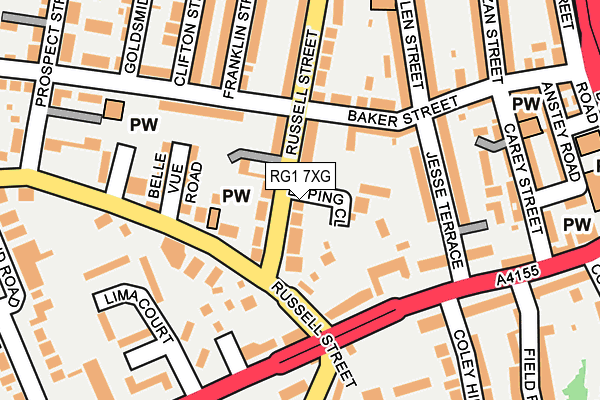 RG1 7XG map - OS OpenMap – Local (Ordnance Survey)