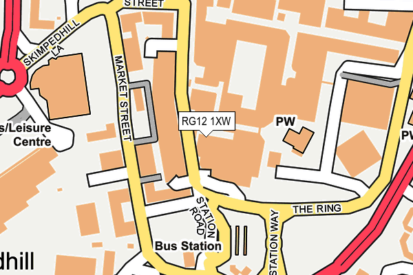 RG12 1XW map - OS OpenMap – Local (Ordnance Survey) RG12 1XW map - OS OpenMap – Local (Ordnance Survey)