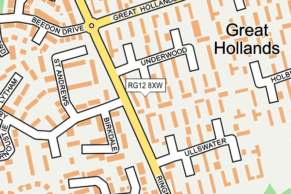 RG12 8XW map - OS OpenMap – Local (Ordnance Survey) RG12 8XW map - OS OpenMap – Local (Ordnance Survey)