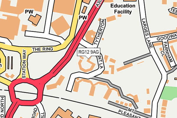 RG12 9AG map - OS OpenMap – Local (Ordnance Survey) RG12 9AG map - OS OpenMap – Local (Ordnance Survey)