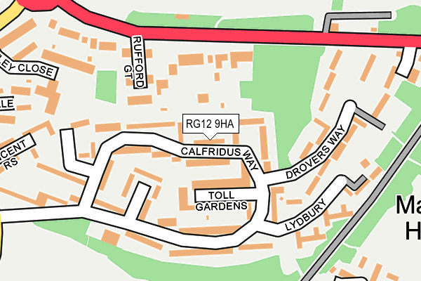 RG12 9HA map - OS OpenMap – Local (Ordnance Survey) RG12 9HA map - OS OpenMap – Local (Ordnance Survey)