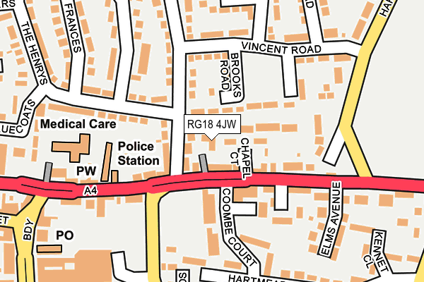 RG18 4JW map - OS OpenMap – Local (Ordnance Survey) RG18 4JW map - OS OpenMap – Local (Ordnance Survey)